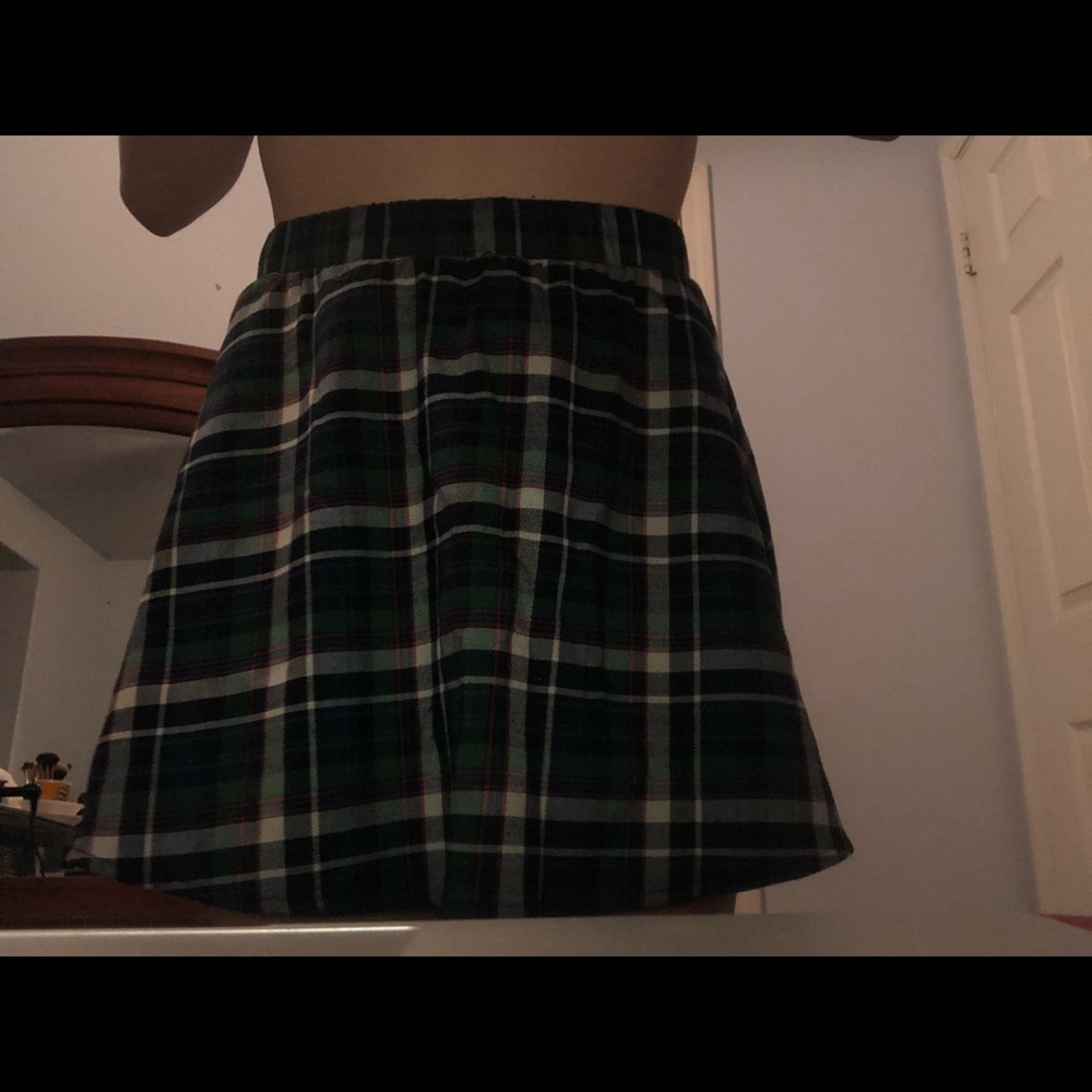 Plaid green skirt